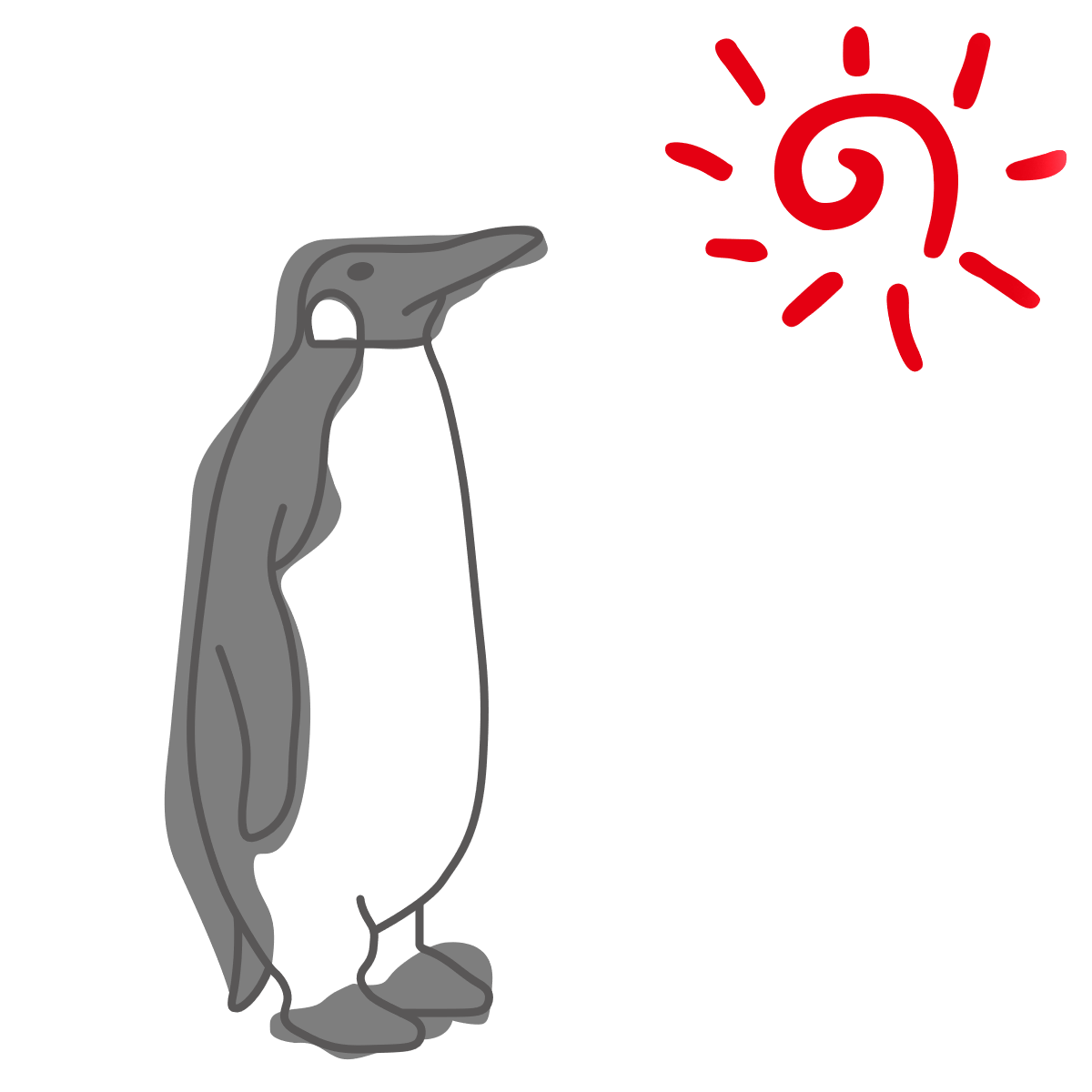 A standing penguin with the red sun, the icon of Ginpei